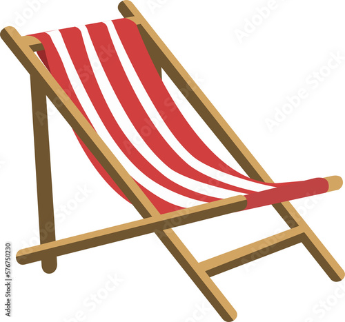 Billede på lærred Cartoon object red beach deck chair