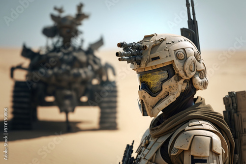a soldier in battle armor o...
