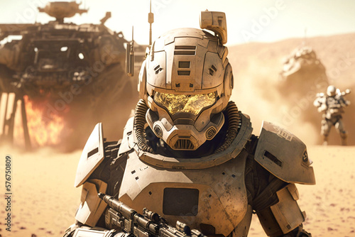 a soldier in battle armor o...
