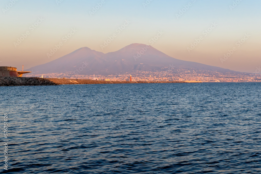 Gulf of Naples with Vesuvius volcano in the background.