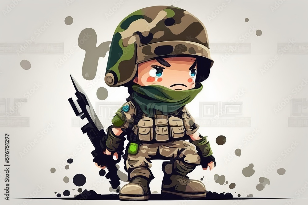 Soldier standing alone holding a gun Soldier standing alone holding a gun