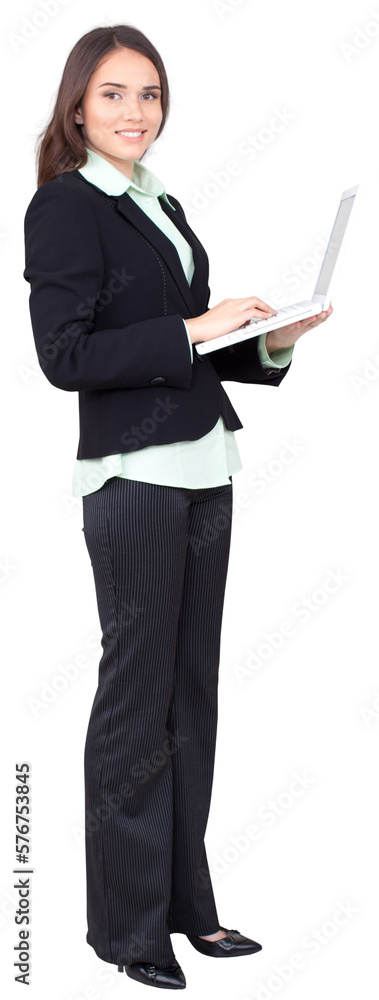 Businesswoman with Laptop - Isolated