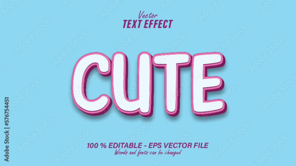 White pink cute 3d text effect design template editable eps file White pink cute 3d text effect design template editable eps file