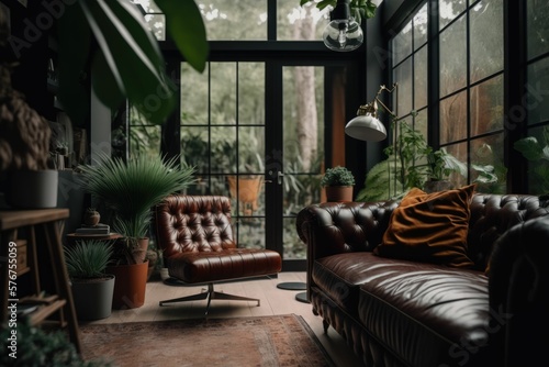 living room with a sofa generative ai © legendexpert