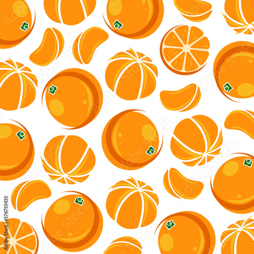 Mandarin pattern background set. Collection icon mandarin. Vector