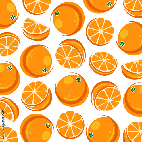 Oranges pattern background set. Collection icons orange. Vector