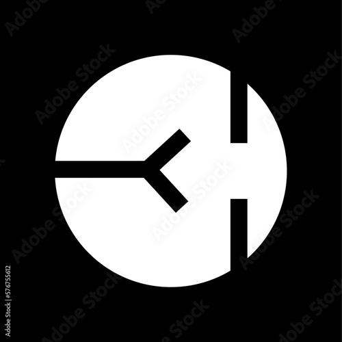 Devanagari's letter 'A' with a round white positive space.