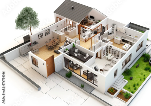 Hausbau und Architektenmodell, ki generated © Comofoto