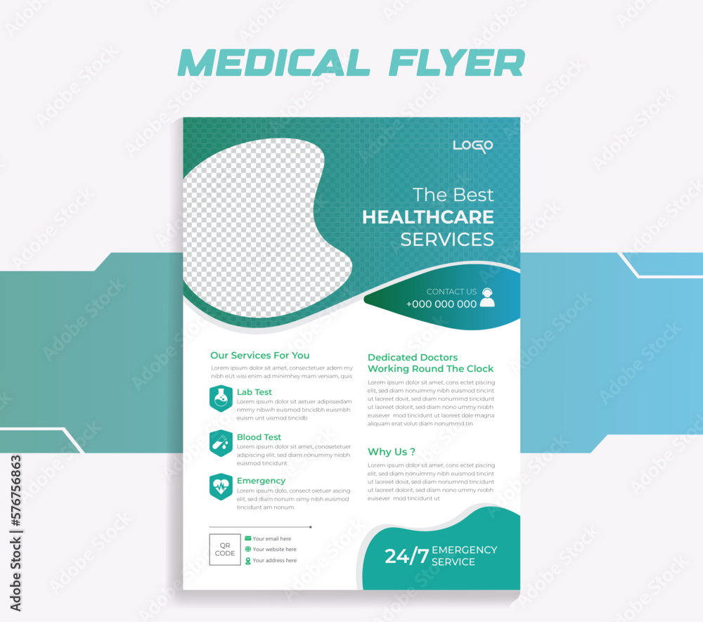 Medical flyer with colorful background brochure design layout medical pamphlet hospital flyer poster banner design leaflet a4 size letter size.