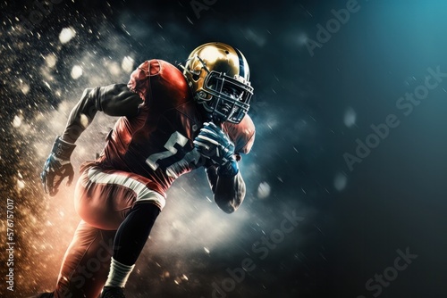 A Football Player's Journey to Victory Banner Background, Generative AI. © ParinApril