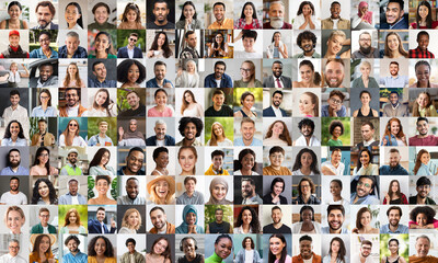 Collection of candid photos of diverse people, collage