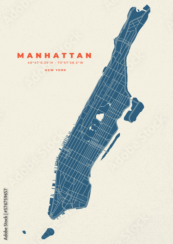 Manhattan New York map vector poster and flyer