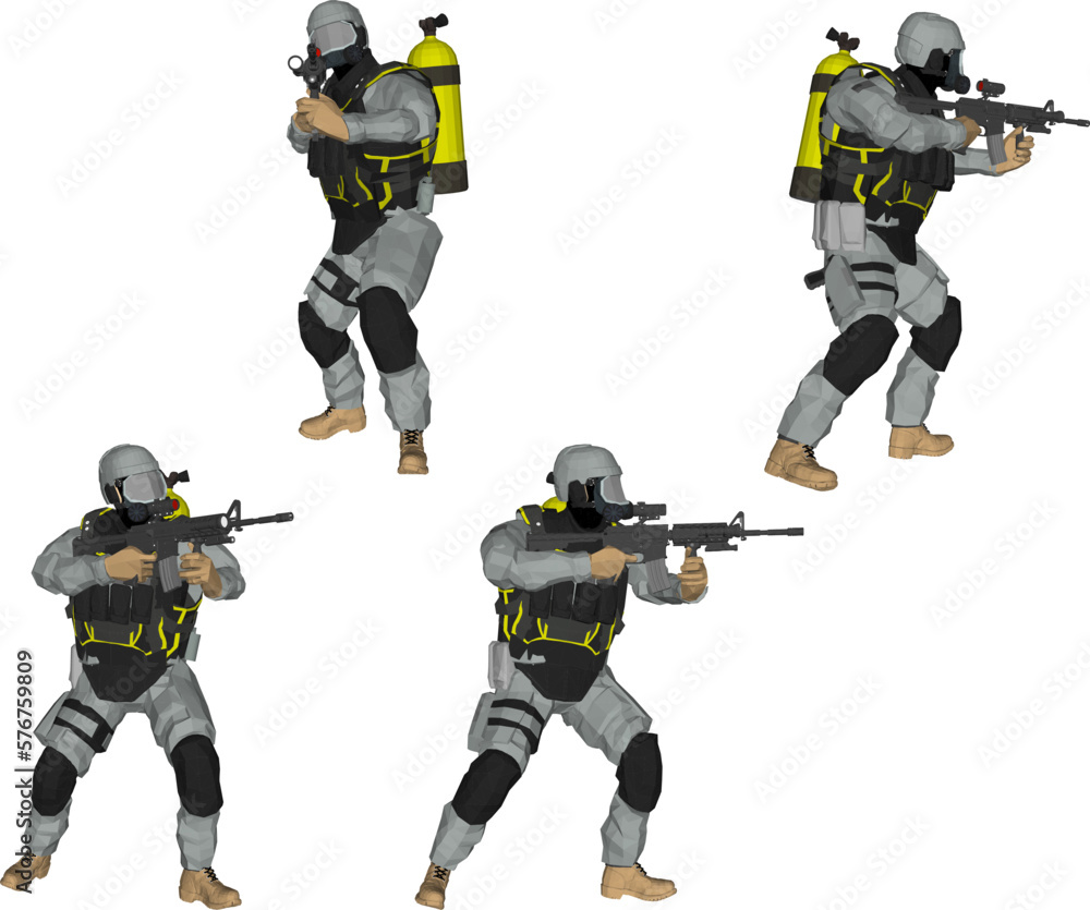 Sketch vector illustration of us army carrying airsoft guns Sketch vector illustration of us army carrying airsoft guns