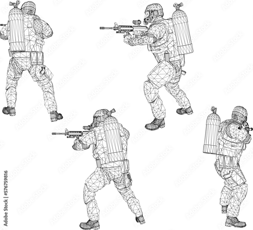 Sketch vector illustration of us army carrying guns Stock Vector ...