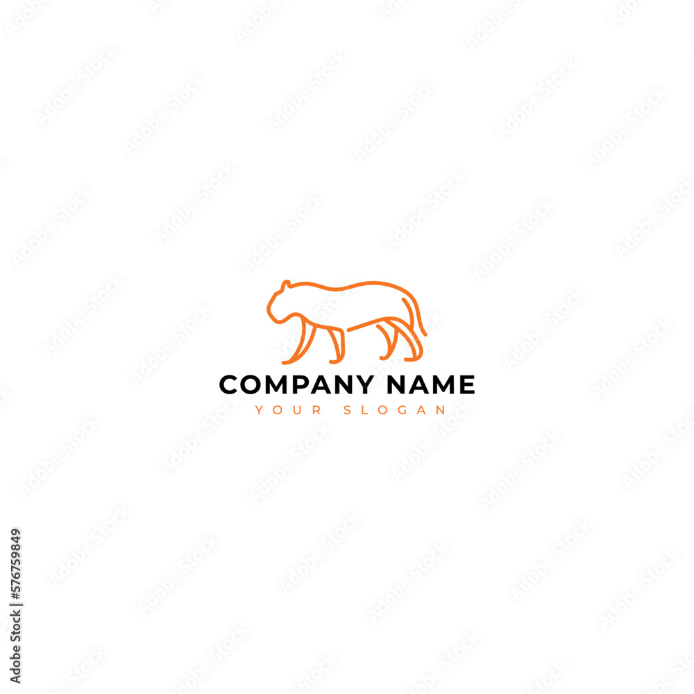 Modern monoline tiger logo vector design template
