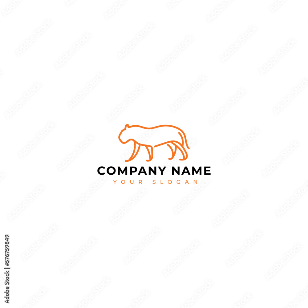 Modern monoline tiger logo vector design template Modern monoline tiger logo vector design template