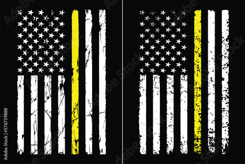 Thin Yellow Line with USA Flag Design