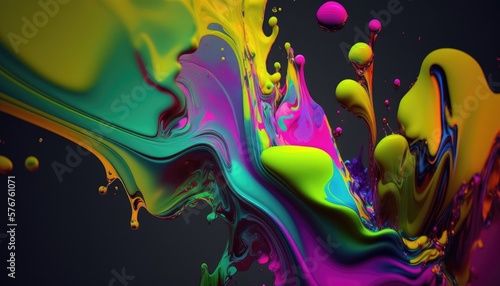 An energetic and fluid design with an explosion of colorful liquid hues. Generative AI