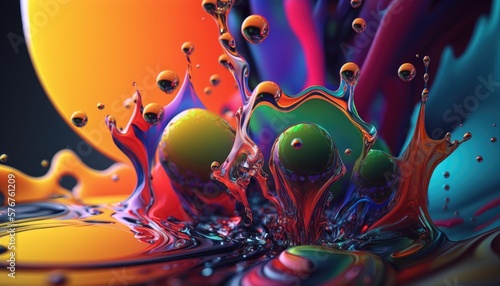 A mesmerizing abstract image of colorful liquid in motion. Generative AI