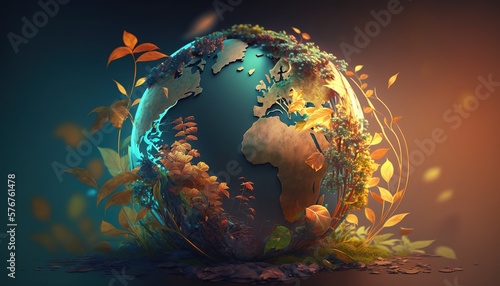 earth  globe  planet  nature  growth  background  wallpaper created with generative ai technology