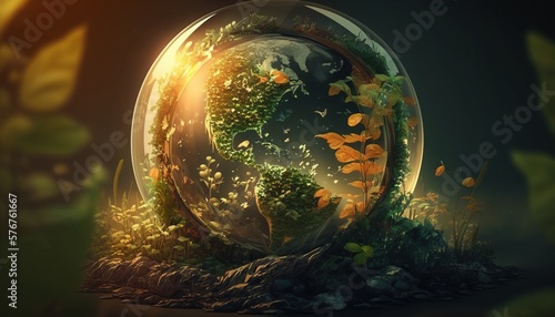 earth, globe, planet, nature, sun, growth, background, wallpaper created with generative ai technology