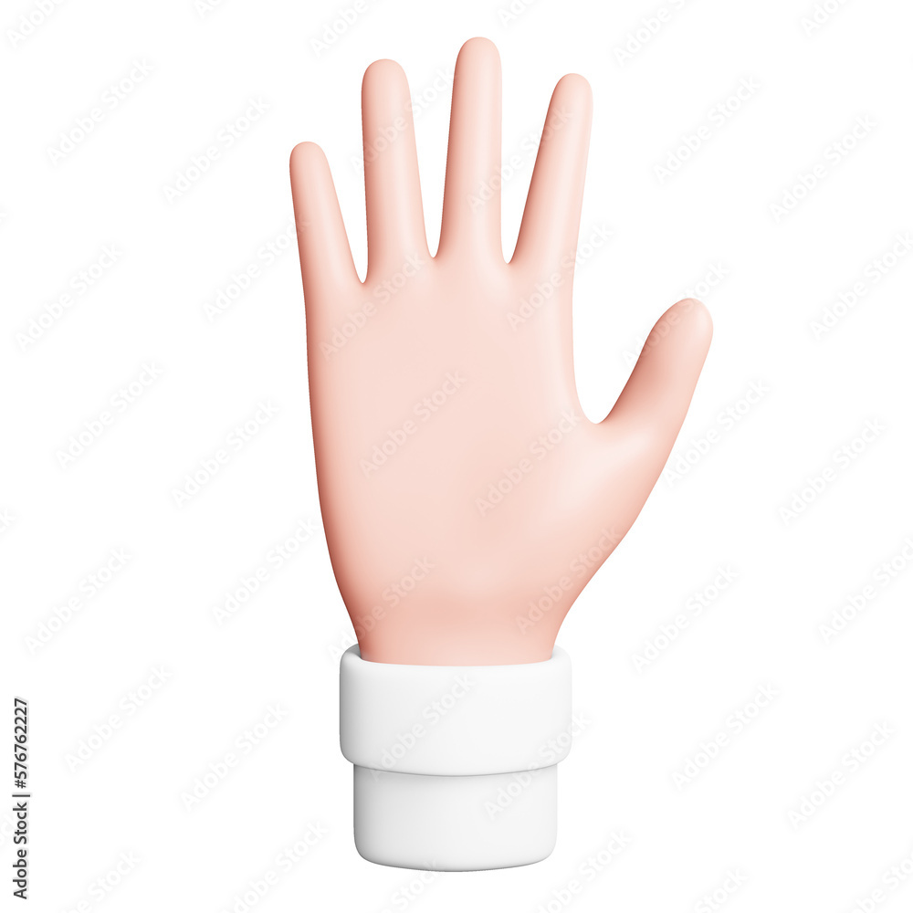 Open gesture hand 3D icon in front view - White sticker style Open gesture hand 3D icon in front view - White sticker style