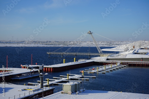 Die Seebrücke am neuen Stadthafen in Brandenburg