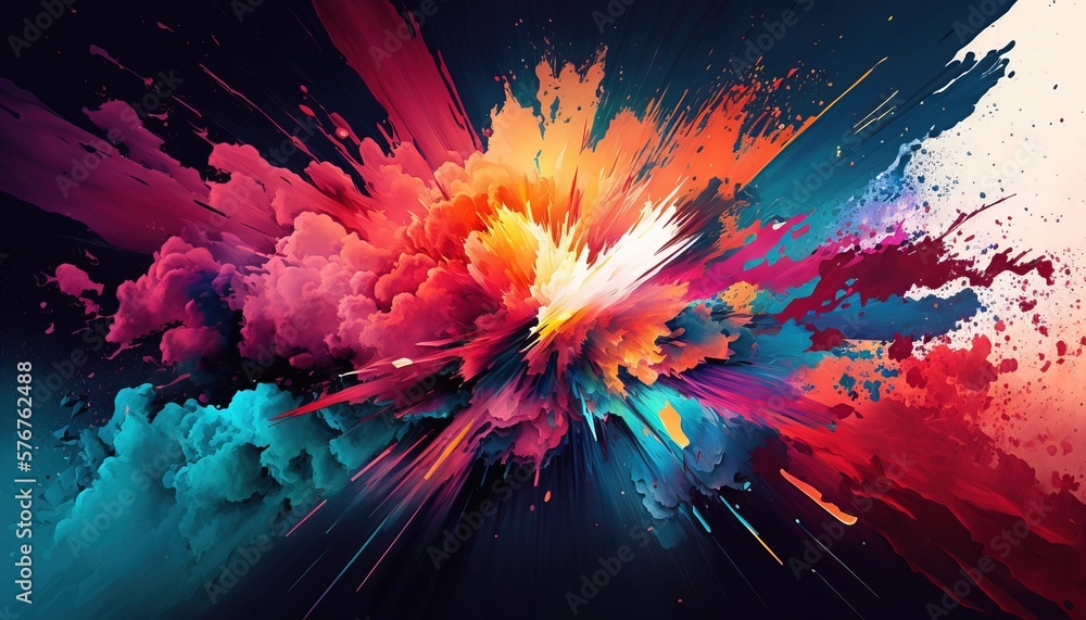 Obraz premium abstract watercolor explosion, vibrant colour background wallpaper created with generative ai technology