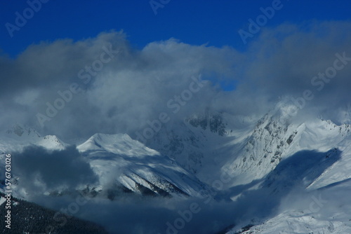 snow covered mountains