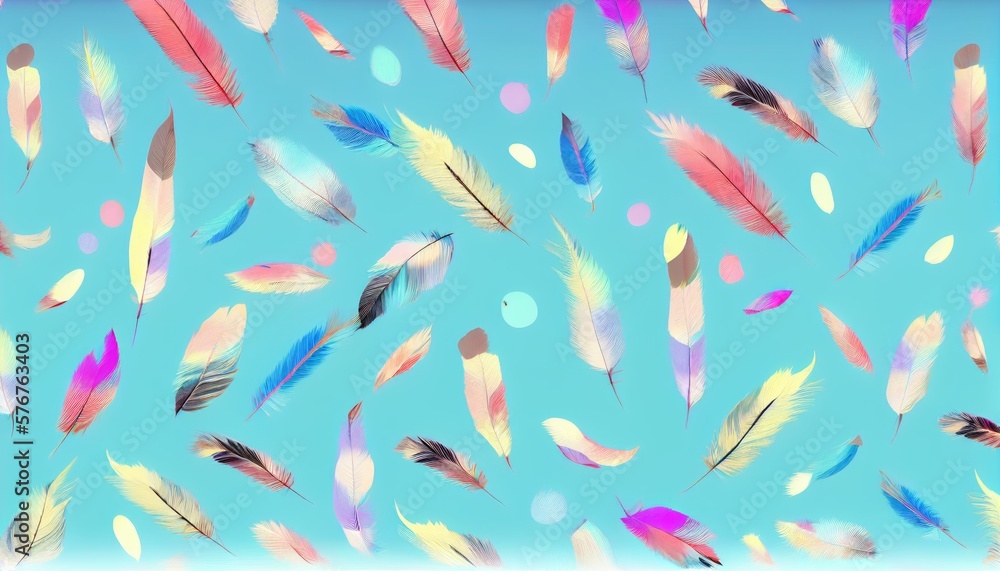 Feather on blue background. generative Ai
