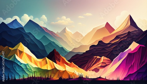 Landscape beautiful of colorful mountains. generative Ai
