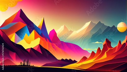 Landscape beautiful of colorful mountains. generative Ai