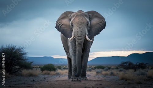 Elephant in the wild. Close-up. Wildlife. Generative AI.
