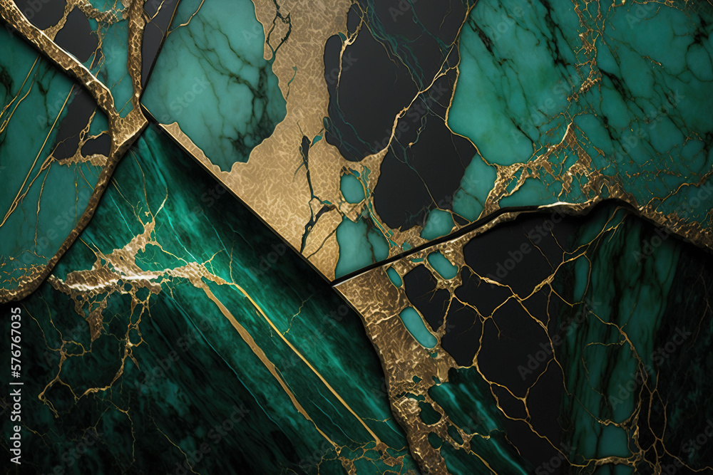 marble background of emerald green color with gold trim or gold threads, decorative background for elegance and luxury design created with Generative AI technology marble background of emerald green color with gold trim or gold threads, decorative background for elegance and luxury design created with Generative AI technology