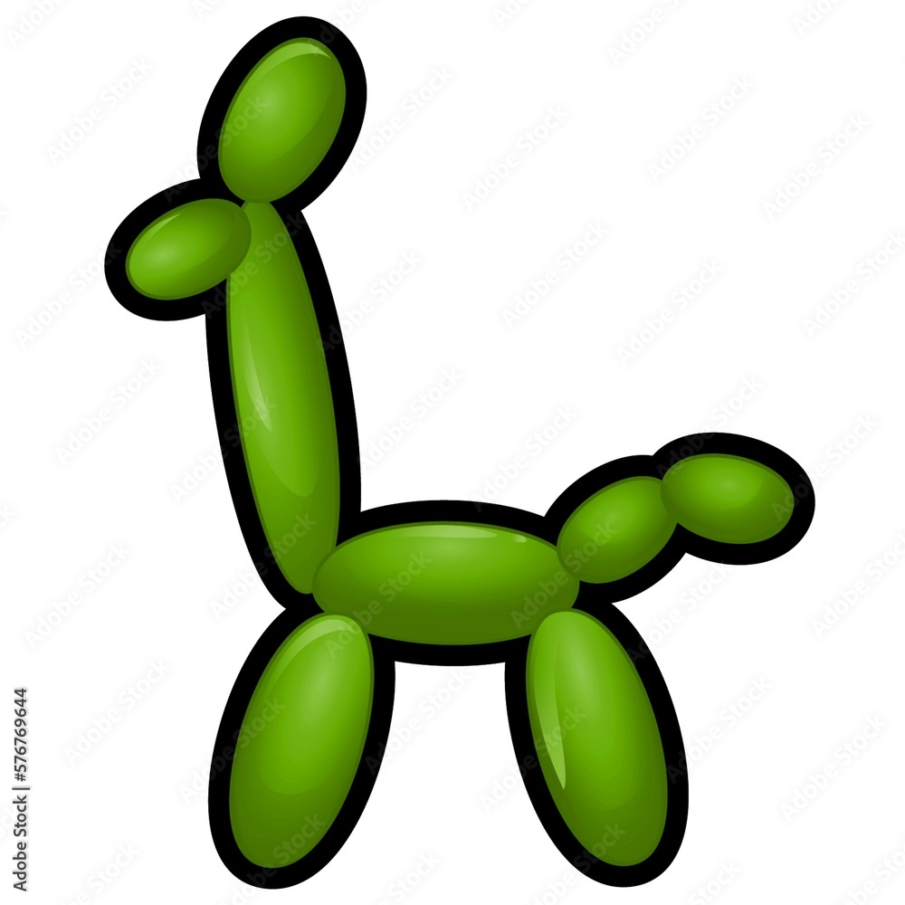 Illustration of a lime giraffe figure made of modeling balloons on a white background Illustration of a lime giraffe figure made of modeling balloons on a white background