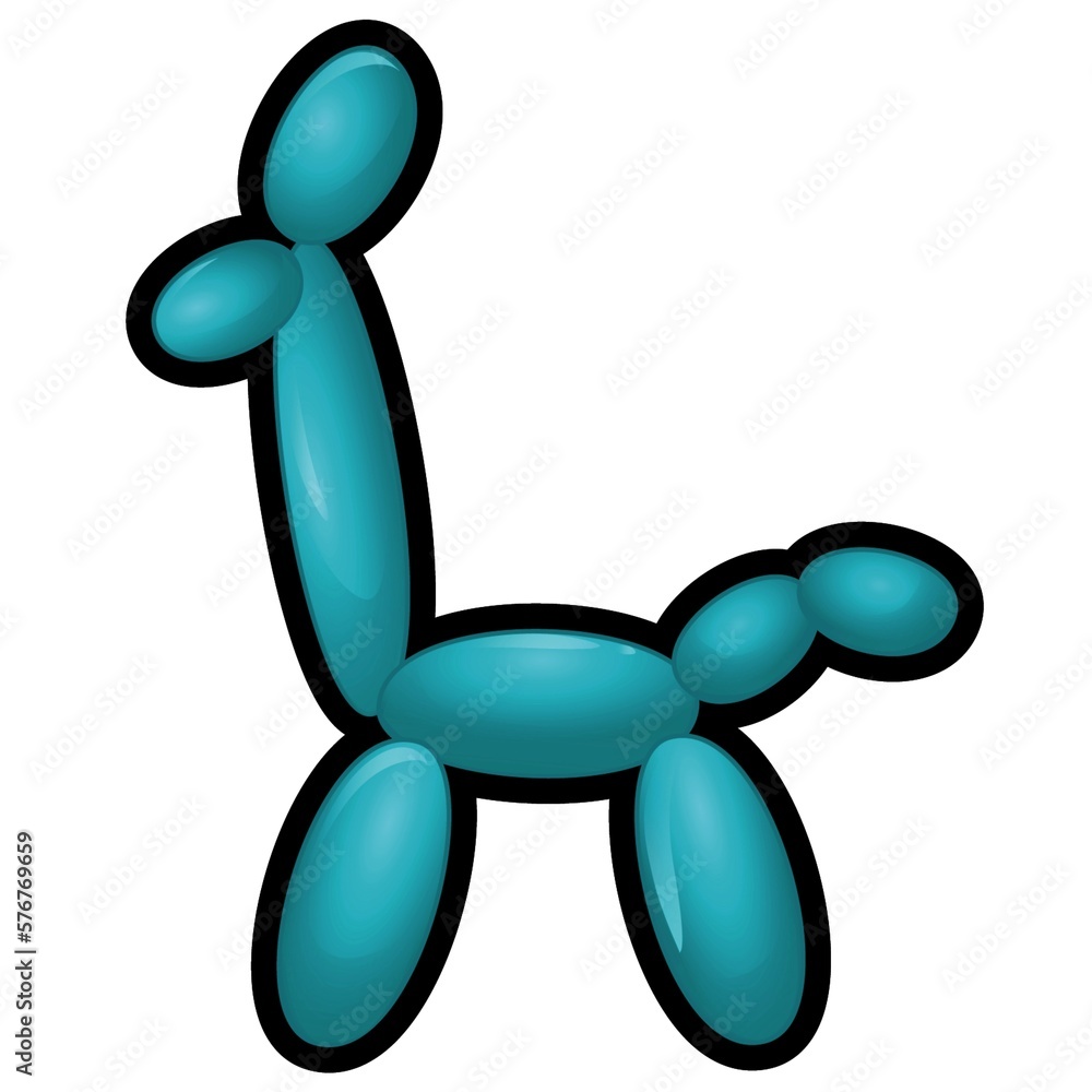 Illustration of a blue giraffe figure made of modeling balloons on a white background Illustration of a blue giraffe figure made of modeling balloons on a white background