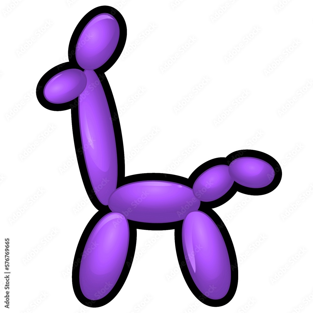Illustration of a violet giraffe figure made of modeling balloons on a white background Illustration of a violet giraffe figure made of modeling balloons on a white background