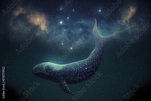 huge whale in starry space, Generative AI