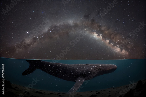 huge whale in starry space, Generative AI