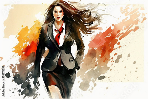A business woman in watercolor style