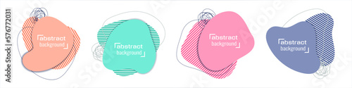 Abstract liquid shapes banners. Irregular spots paper cut effect. Fluid organic blobs with outlines and scribbles. Web or print design templates. Vector illustration.