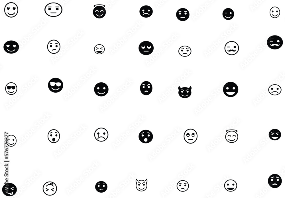 Vector Emoticon Big Set. Emoji pack. All face and hand emojis vector