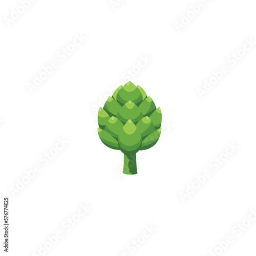 Globe artichoke, French artichoke and green artichoke or green thistle. Flower bud. Vector illustration isolated on white background. For template label, packing, web, menu, logo, textile, icon