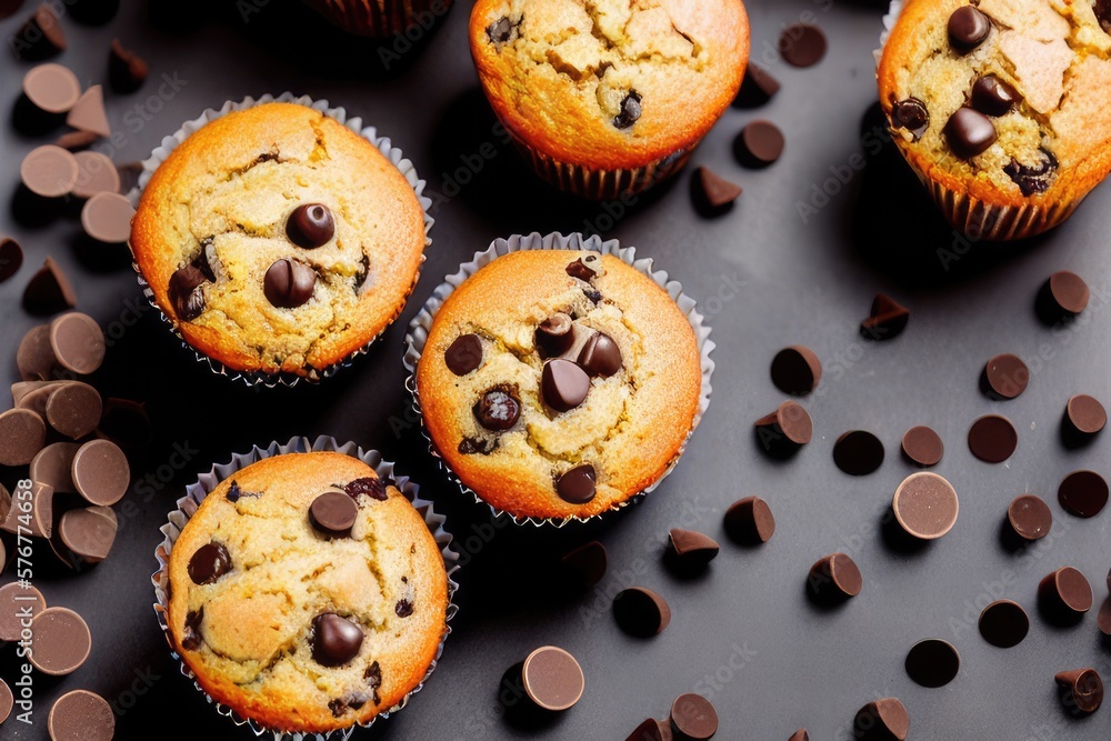 Delicious Chocolate Chip Muffins: Moist and Tempting Baked Goods with Dripping Chocolate and Choco Chips, Perfect for Chocolate Lovers and Snack Time Delicious Chocolate Chip Muffins: Moist and Tempting Baked Goods with Dripping Chocolate and Choco Chips, Perfect for Chocolate Lovers and Snack Time