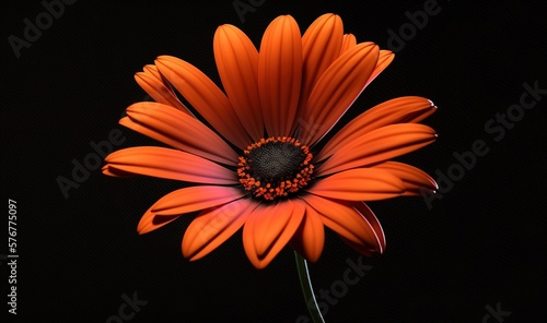  an orange flower with a black background is seen in this image of a single orange flower with a black background is seen in this image of an orange flower.  generative ai