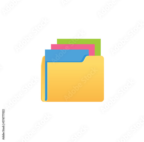 Yellow folder with colorful files icon design. User interface icon design. Vector illustration.
