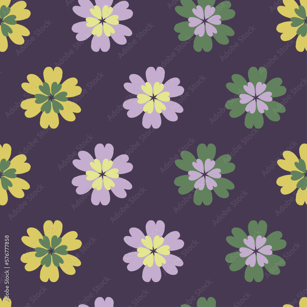 Fototapeta premium RETRO FLORAL MULTICOLOR SEAMLESS PATTERN ALL OVER PRINT VECTOR