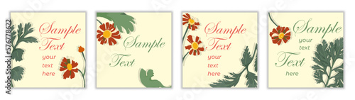 Banners with sample text and floral composition