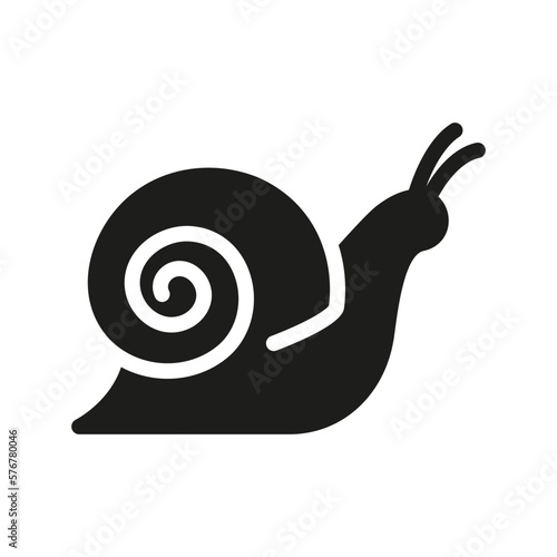 Snail Silhouette Icon. Slug in Shell Crawl Glyph Pictogram. Helix Slow Icon. Cute Escargot Moving. Slimy Eatable Spiral Mollusk on White Background. Wildlife Symbol. Isolated Vector Illustration