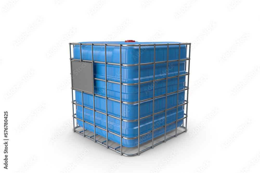 blue plastic industrial container on a white surface blue plastic industrial container on a white surface